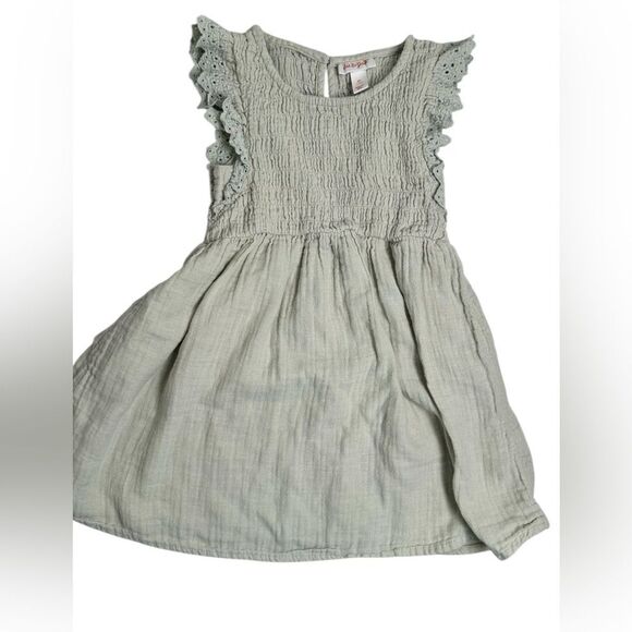 EUC Cat & Jack Girls Soft Green Cap Sleeve  Smocking Lee Length Dress - Size 4T - Picture 3 of 5